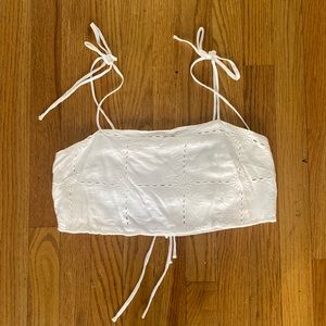 White crop top with tie back